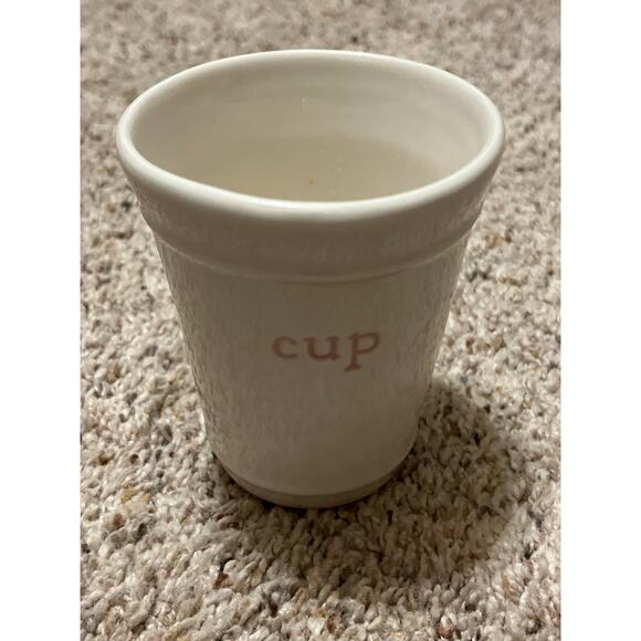 Pottery Barn Kid’s Cup Bathroom Ivory Pink Drinking Glass Pottery - Picture 2 of 4